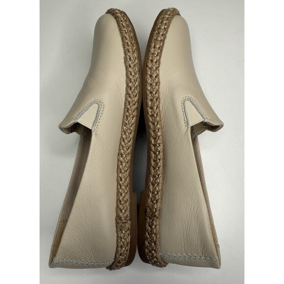 Trotters Poppy Espadrille Flat Womens 7.5N Ivory Leather Jute Edge Slip On - Picture 6 of 10